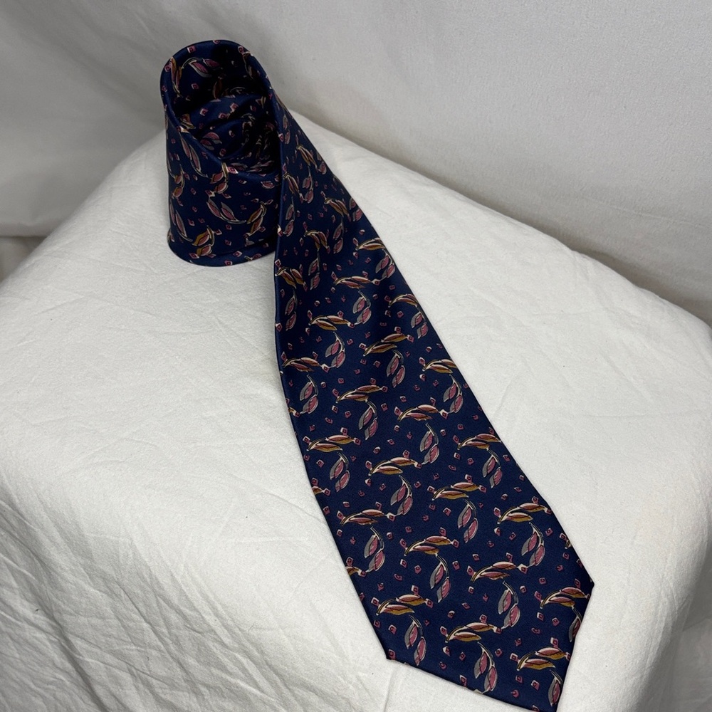 Chaps ralph Lauren Italian silk Navy Patterned Men's Tie